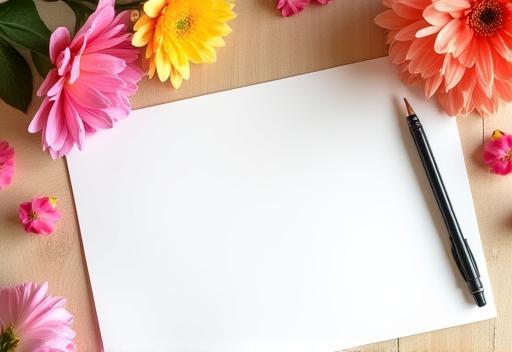 Stylized image showing contest entry process with flowers and a pen